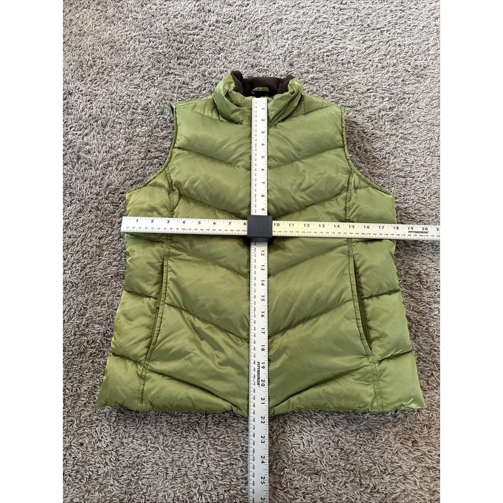 Womens Eddie Bauer Quilted Goose Down Puffer Vest‎ Sz S Green Nylon Shell Small